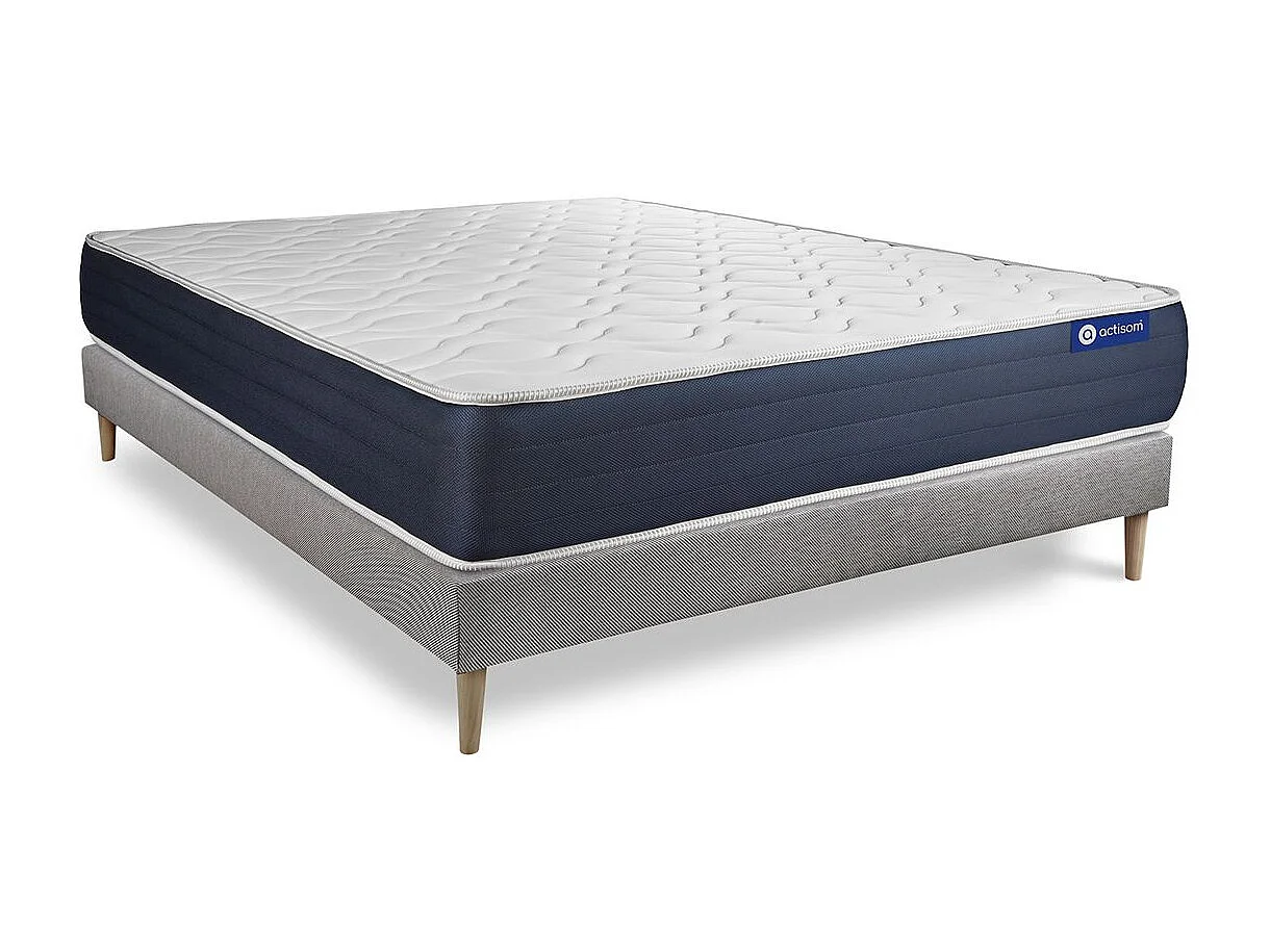 Ensemble matelas Mémoire de forme ACTIMEMO SLEEP 120x190 5zones de confort + sommier KIT gris