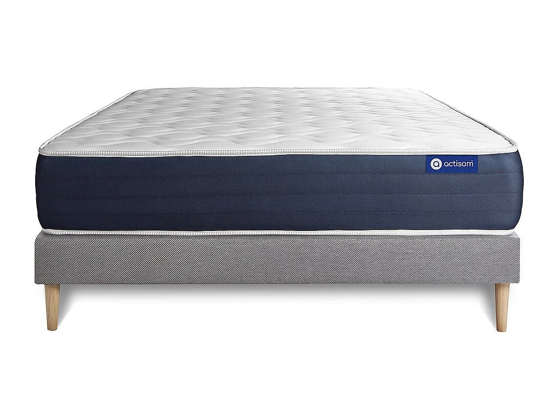 Ensemble matelas Mémoire de forme ACTIMEMO SLEEP 120x190 5zones de confort + sommier KIT gris