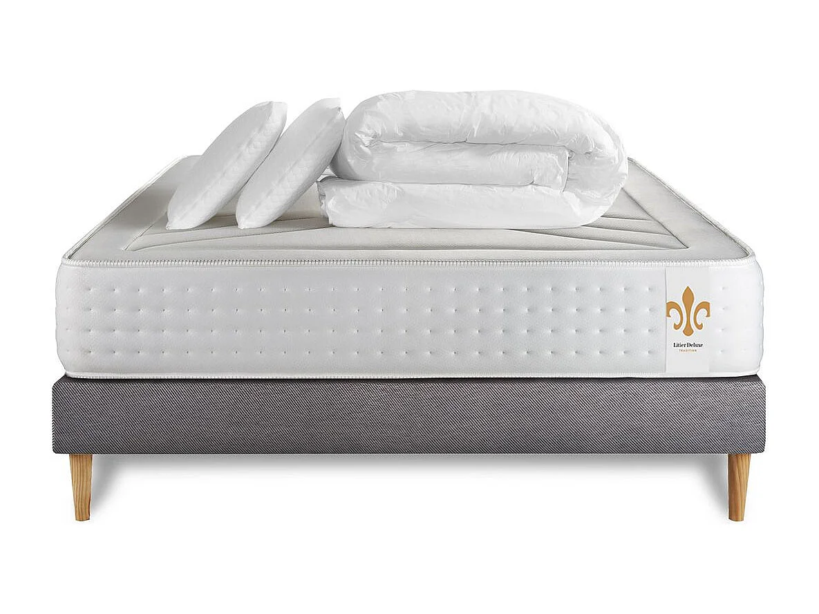 Pack Le Vingt-Quatre 160 x 200 cm sommier Gris