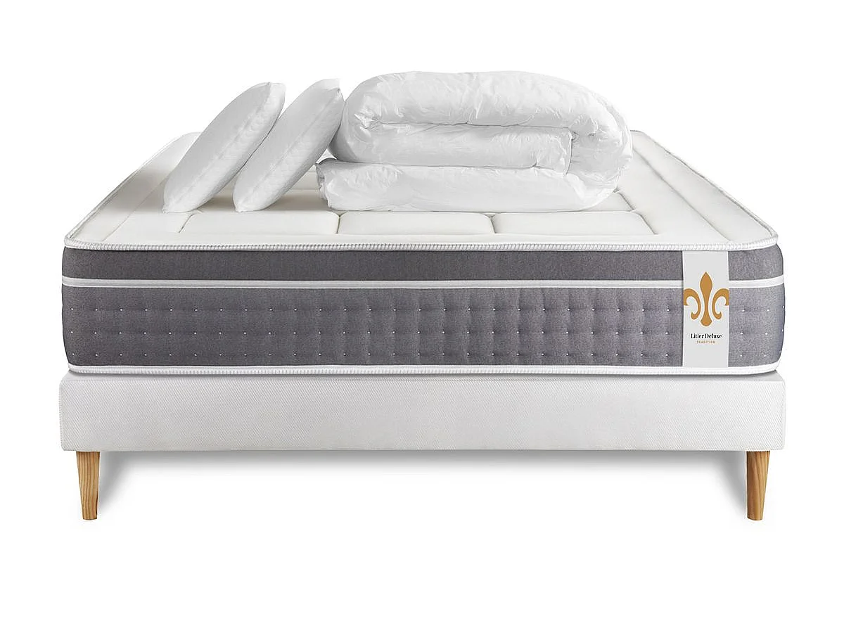 Pack Trente 160 x 200 cm sommier Kit Blanc