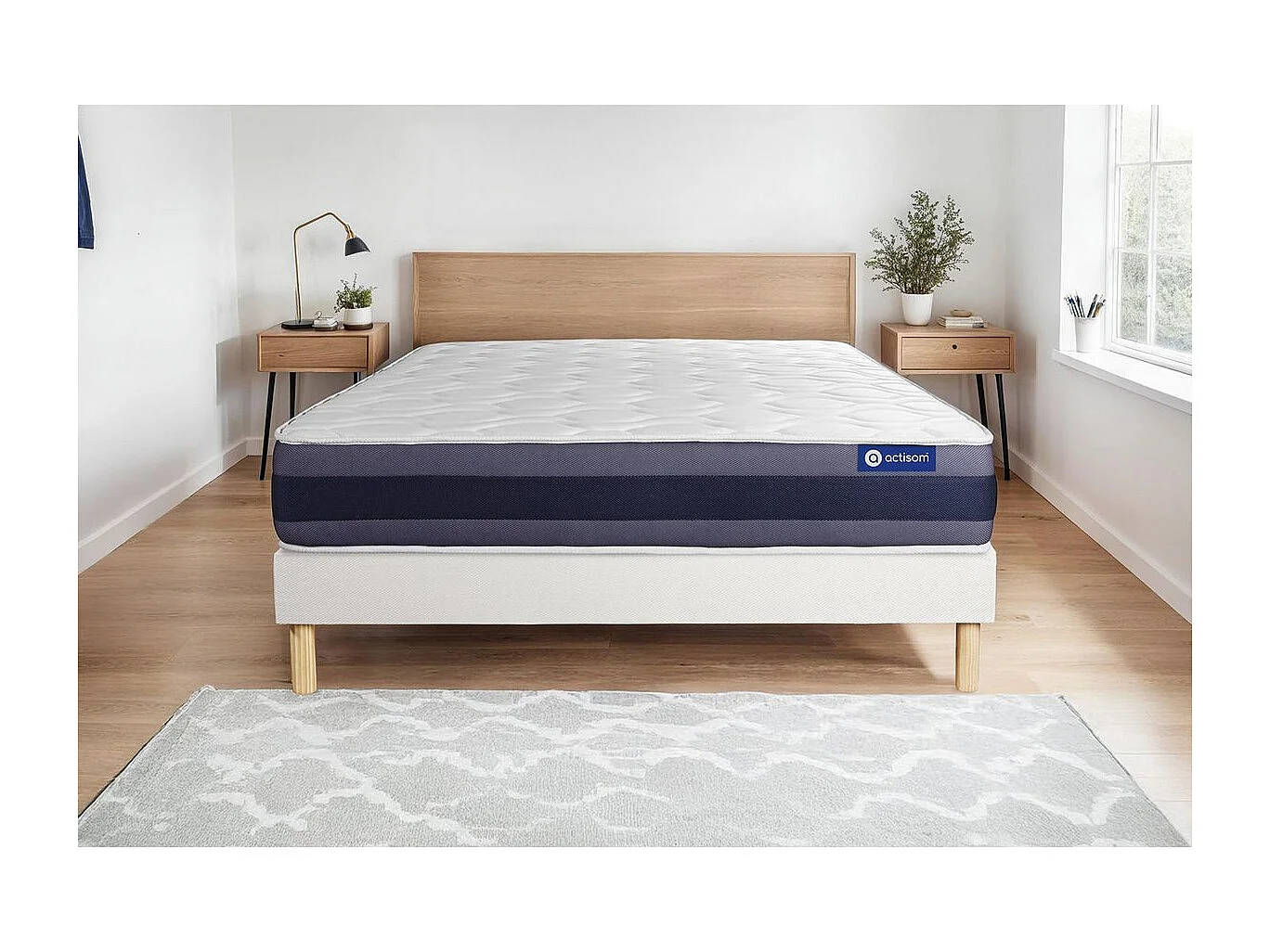 Ensemble matelas Latex+Mémoire de forme ACTILATEX MORPHO 120x200 Maxi épaisseur 5zones de confort + sommier KIT blanc
