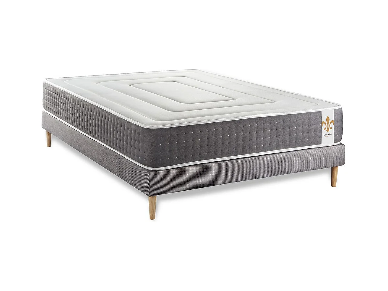 Ensemble Vingt-Six 140 x 200 cm sommier Kit Gris