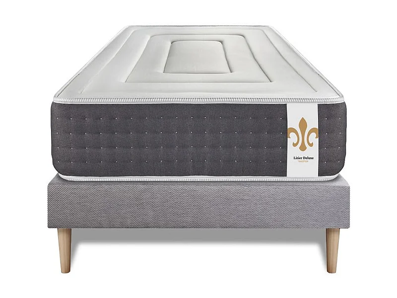 Ensemble Le Vingt-Six 90 x 190 cm sommier Gris