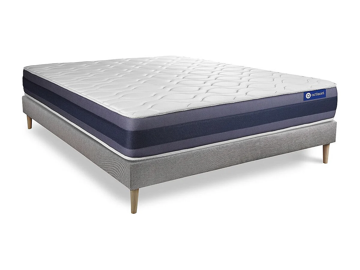 Ensemble matelas Latex+Mémoire de forme ACTILATEX MORPHO 120x200 Maxi épaisseur 5zones de confort + sommier KIT gris