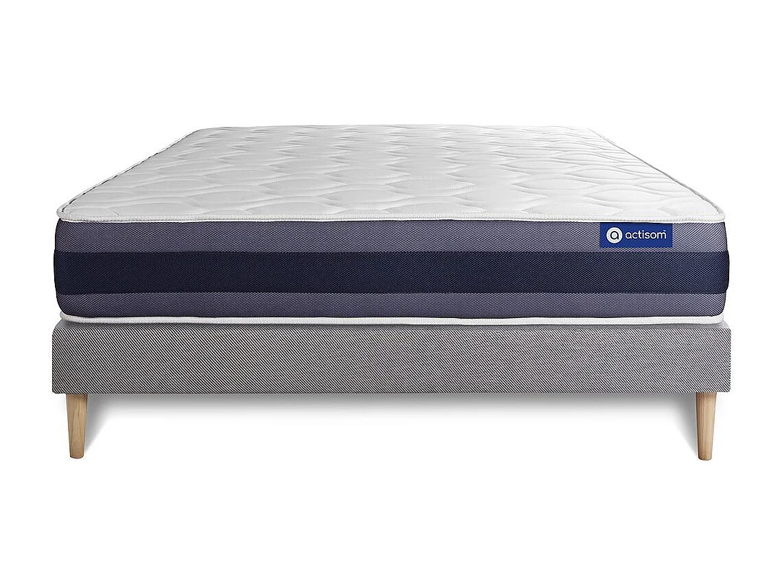 Ensemble matelas Latex+Mémoire de forme ACTILATEX MORPHO 120x200 Maxi épaisseur 5zones de confort + sommier KIT gris