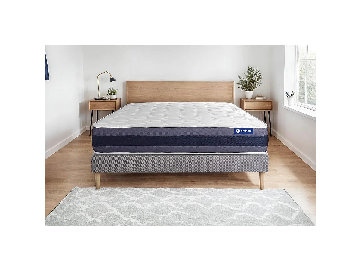Ensemble matelas Latex+Mémoire de forme ACTILATEX MORPHO 80x200 Maxi épaisseur 5zones de confort + sommier KIT gris