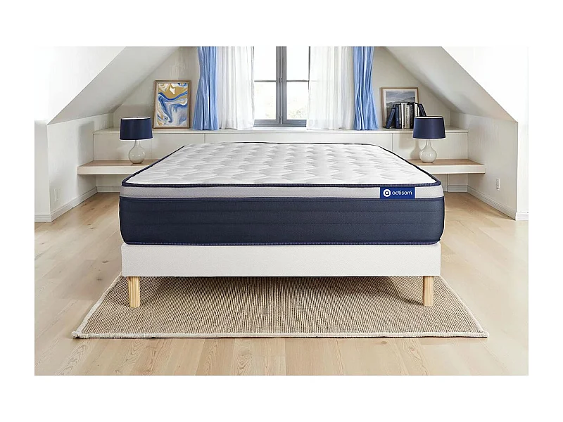 Ensemble matelas Latex+Mémoire de forme ACTILATEX MAX 120x200 cm Maxi épaisseur 7zones de confort + sommier KIT blanc