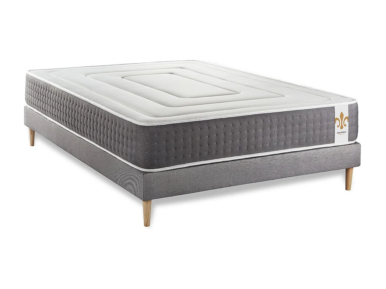 Ensemble Vingt-Six 200 x 200 cm sommier Kit Gris