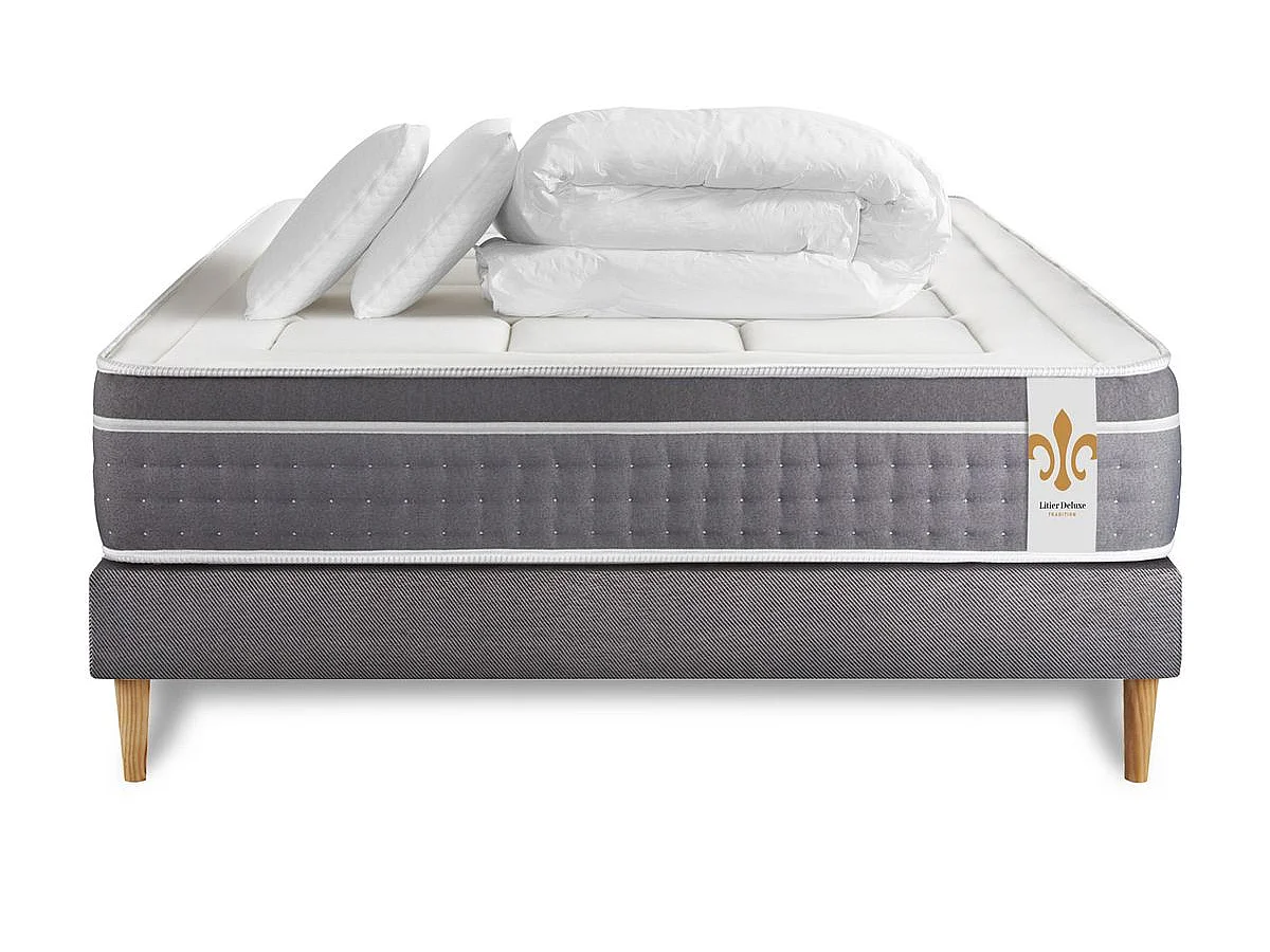 Pack Trente 140 x 200 cm sommier Kit Gris