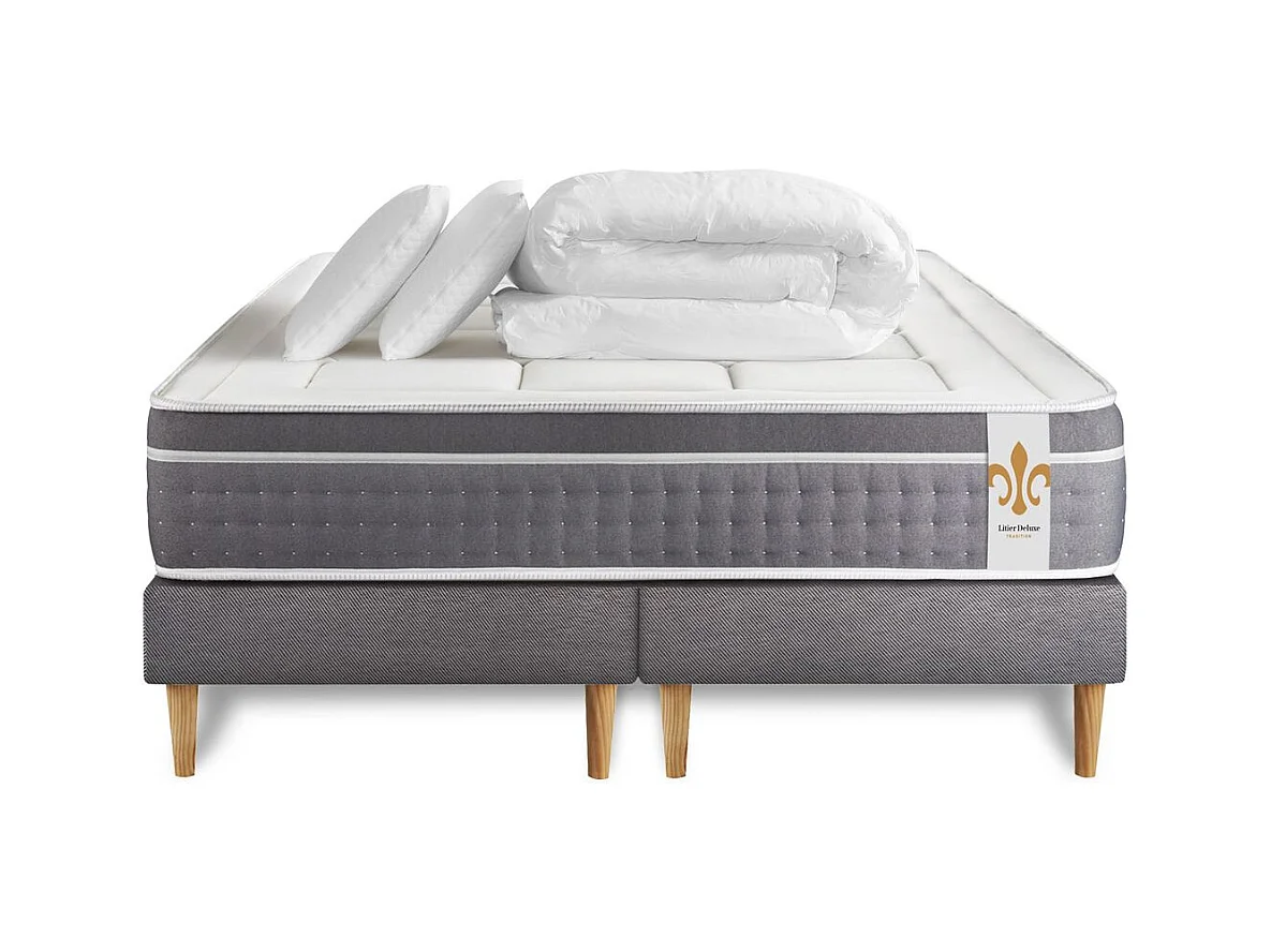 Pack Le Trente 200 x 200 cm double sommiers Gris
