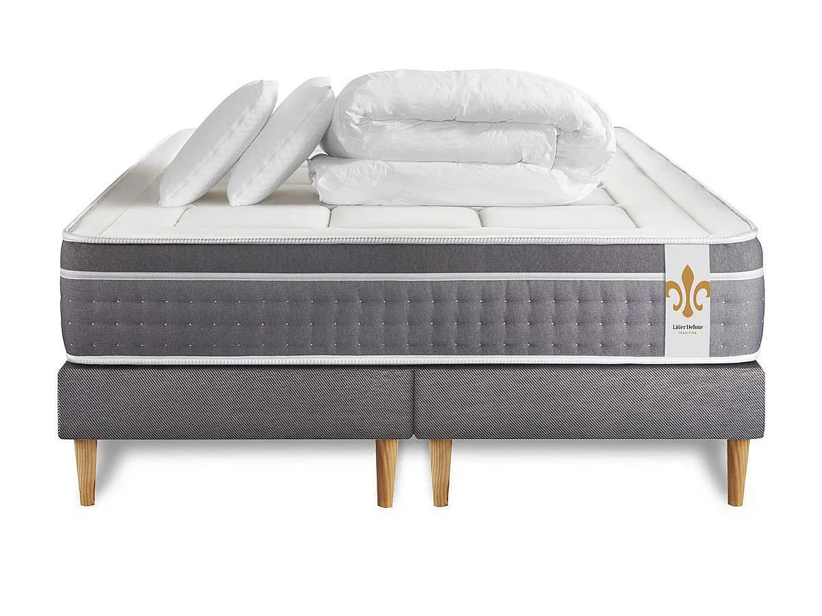 Pack Le Trente 200 x 200 cm double sommiers Gris