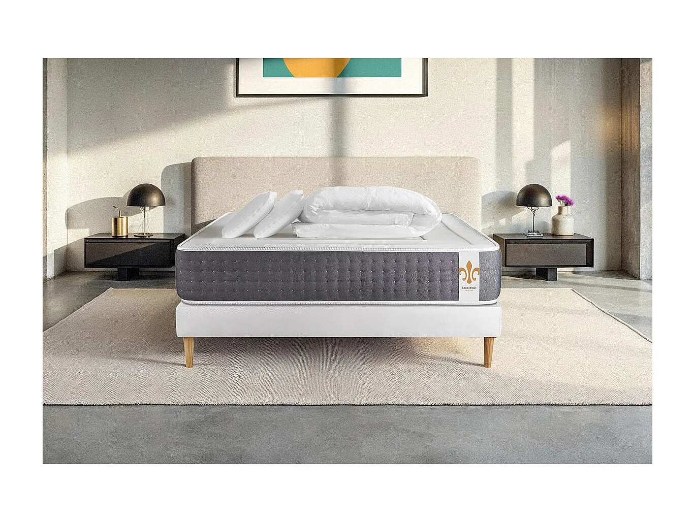 Pack Vingt-Six 160 x 200 cm sommier Kit Blanc