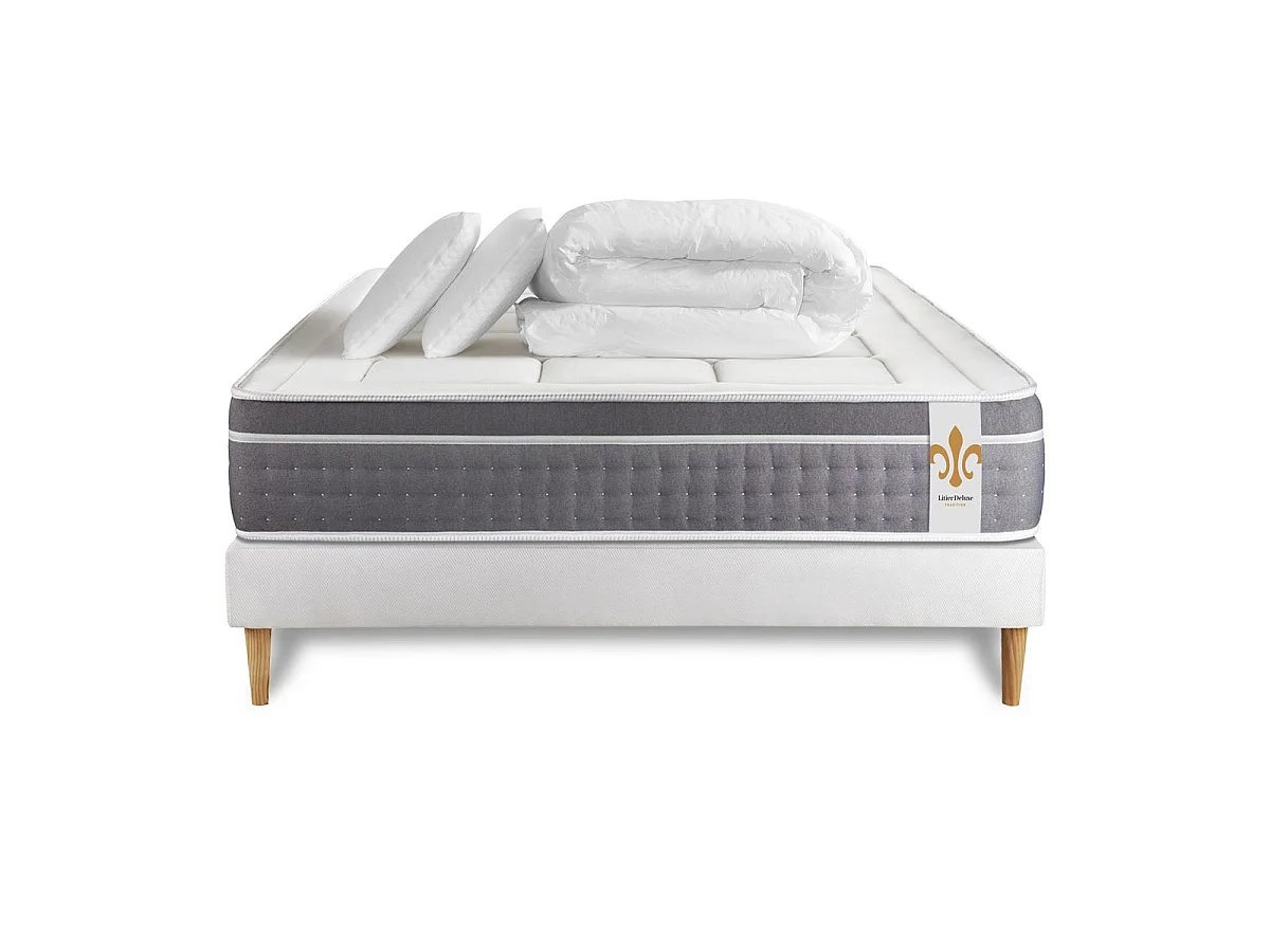 Pack Le Trente 140 x 190 cm sommier Blanc