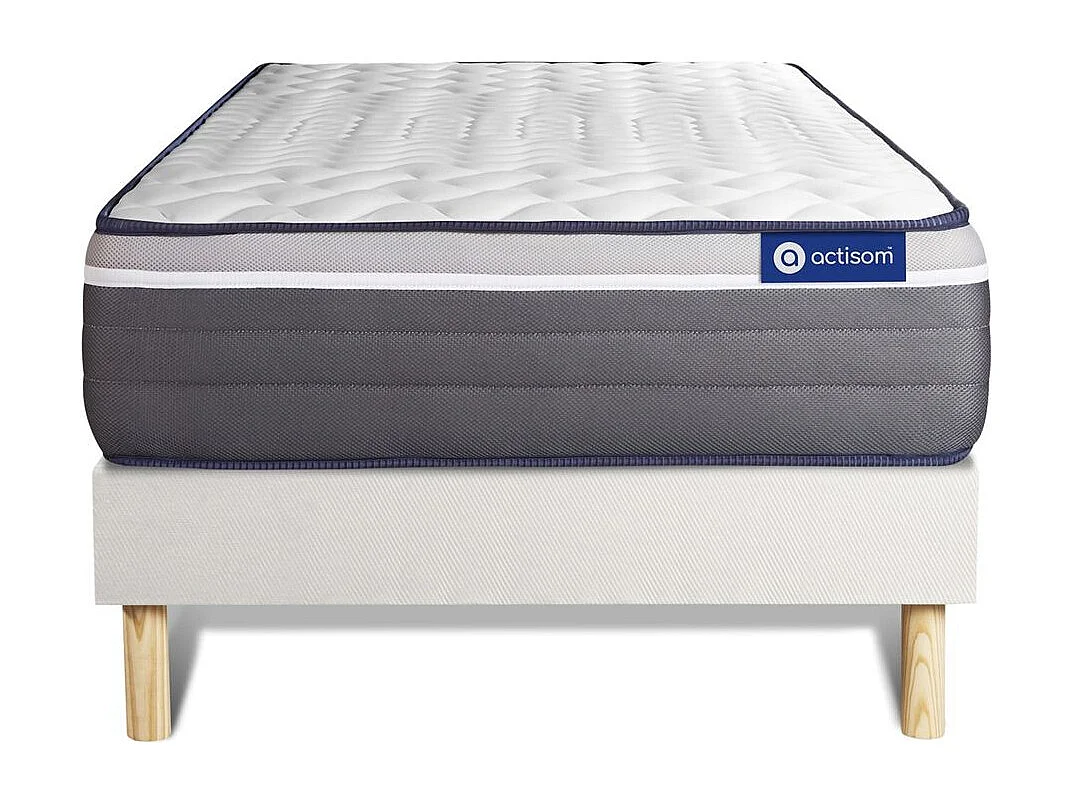 Ensemble matelas ACTIMEMO PLUS 80x200 Mémoire de forme Maxi épaisseur 7zones de confort + sommier KIT blanc
