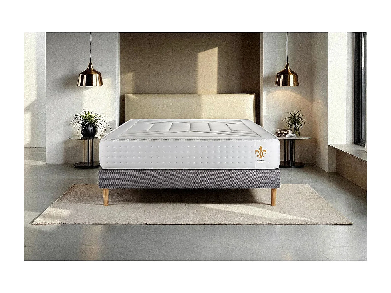 Pack Vingt-Quatre 140 x 190 cm sommier Kit Gris