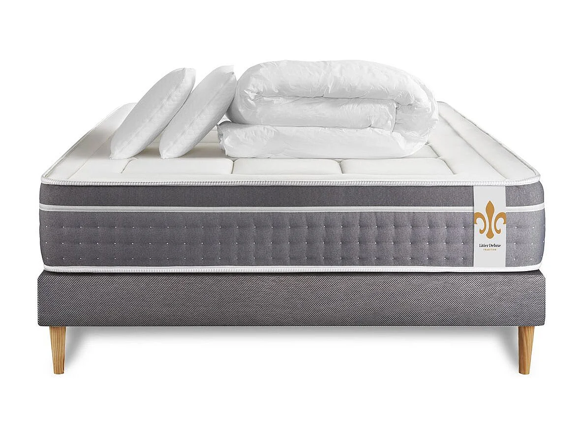 Pack Trente 180 x 200 cm sommier Kit Gris