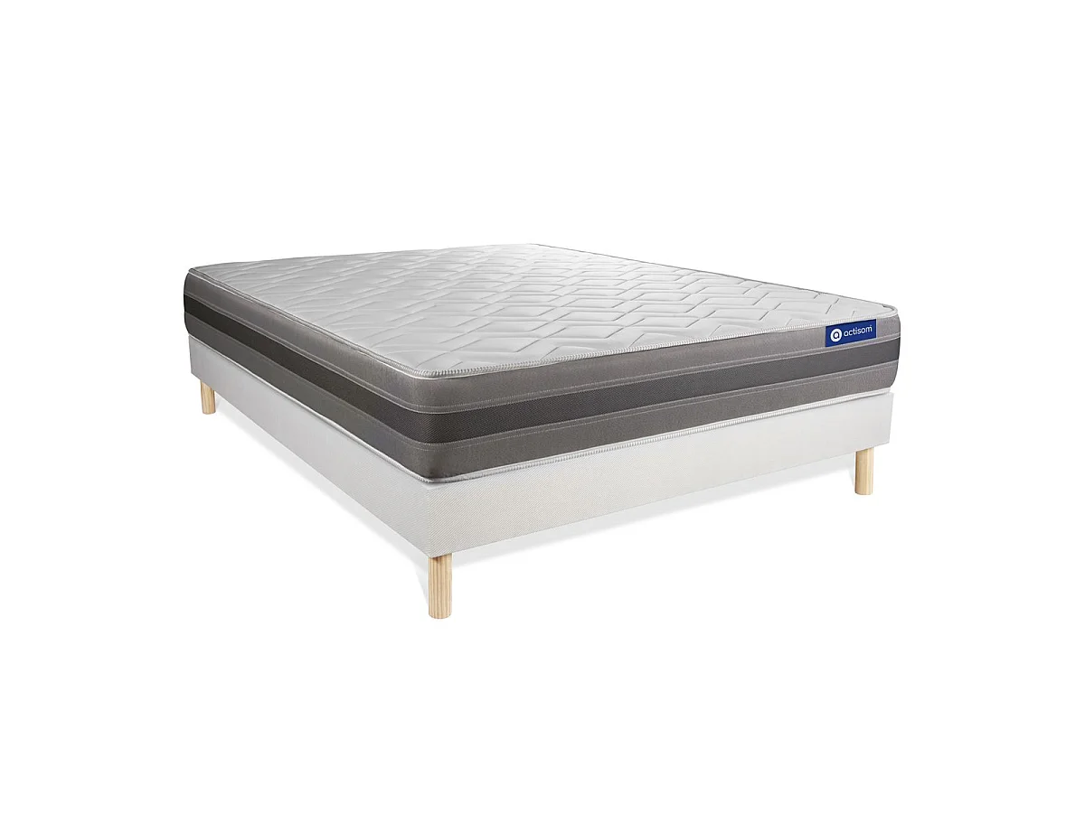 Ensemble matelas ACTIFLEX RELAX Ressorts ensachés + mémoire de forme 120x190 Maxi épaisseur 5zones confort + sommier KIT blanc