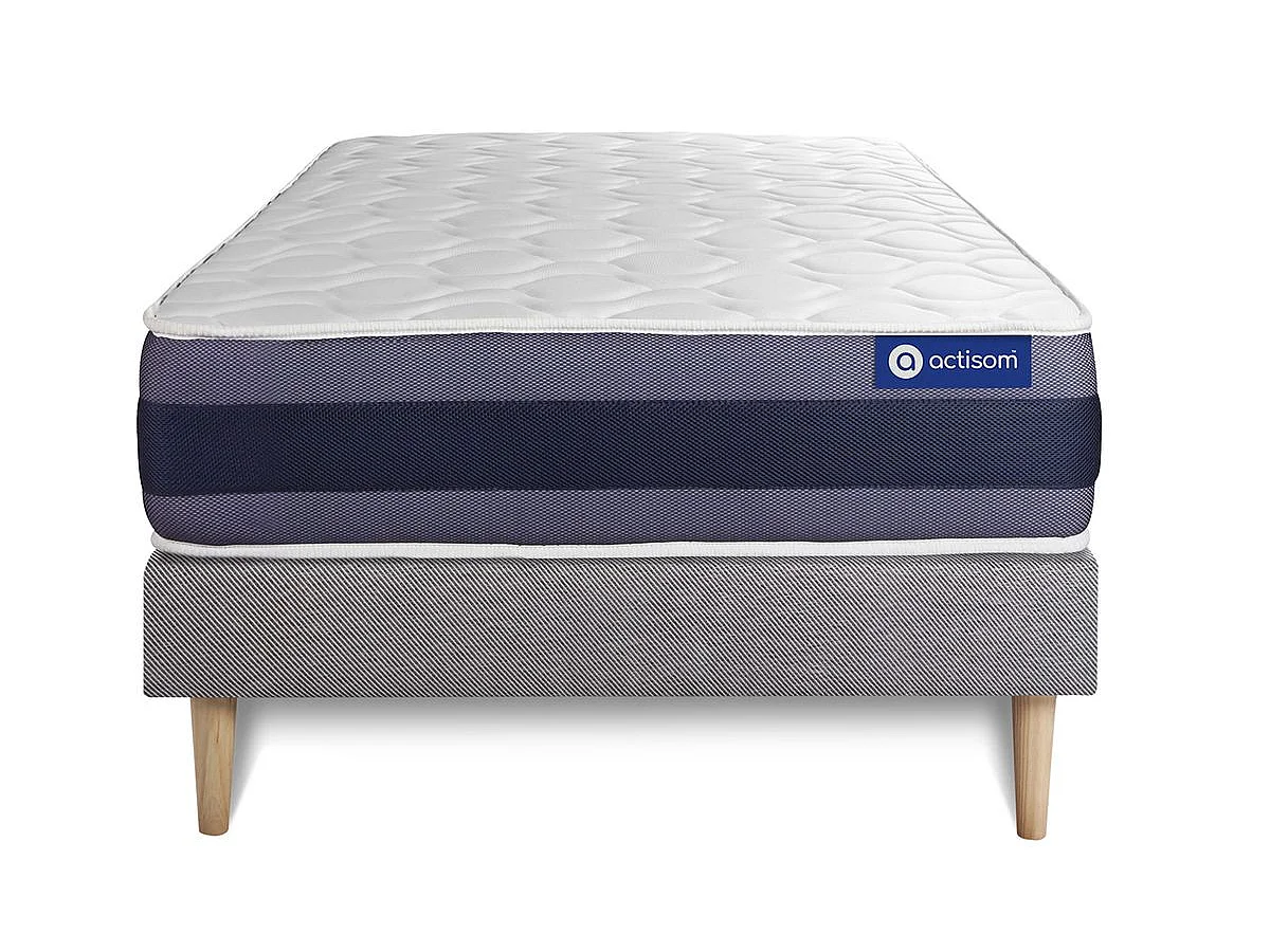 Ensemble matelas Ressorts ensachés+Mémoire de forme ACTIFLEX MORPHO 80x190 Maxi épaisseur 5zones confort + sommier KIT gris
