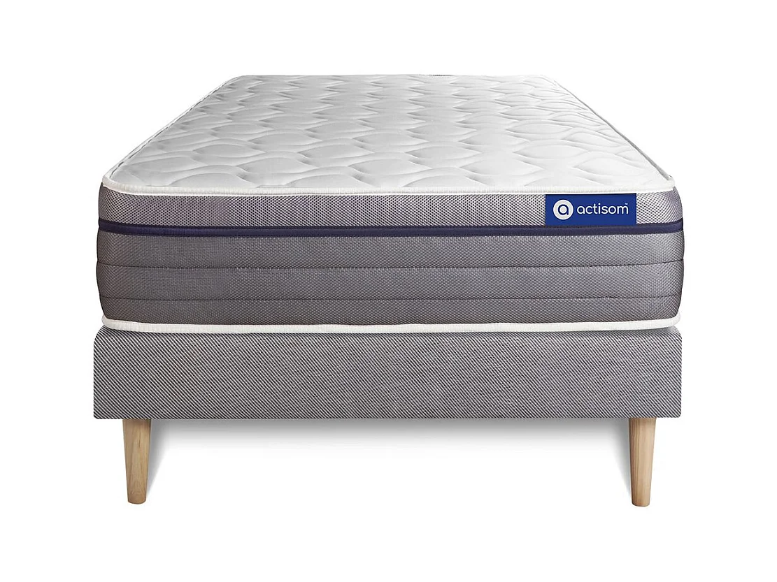 Ensemble matelas Latex+Mémoire de forme ACTILATEX ZEN 80x190 Maxi épaisseur 7zones de confort + sommier KIT gris