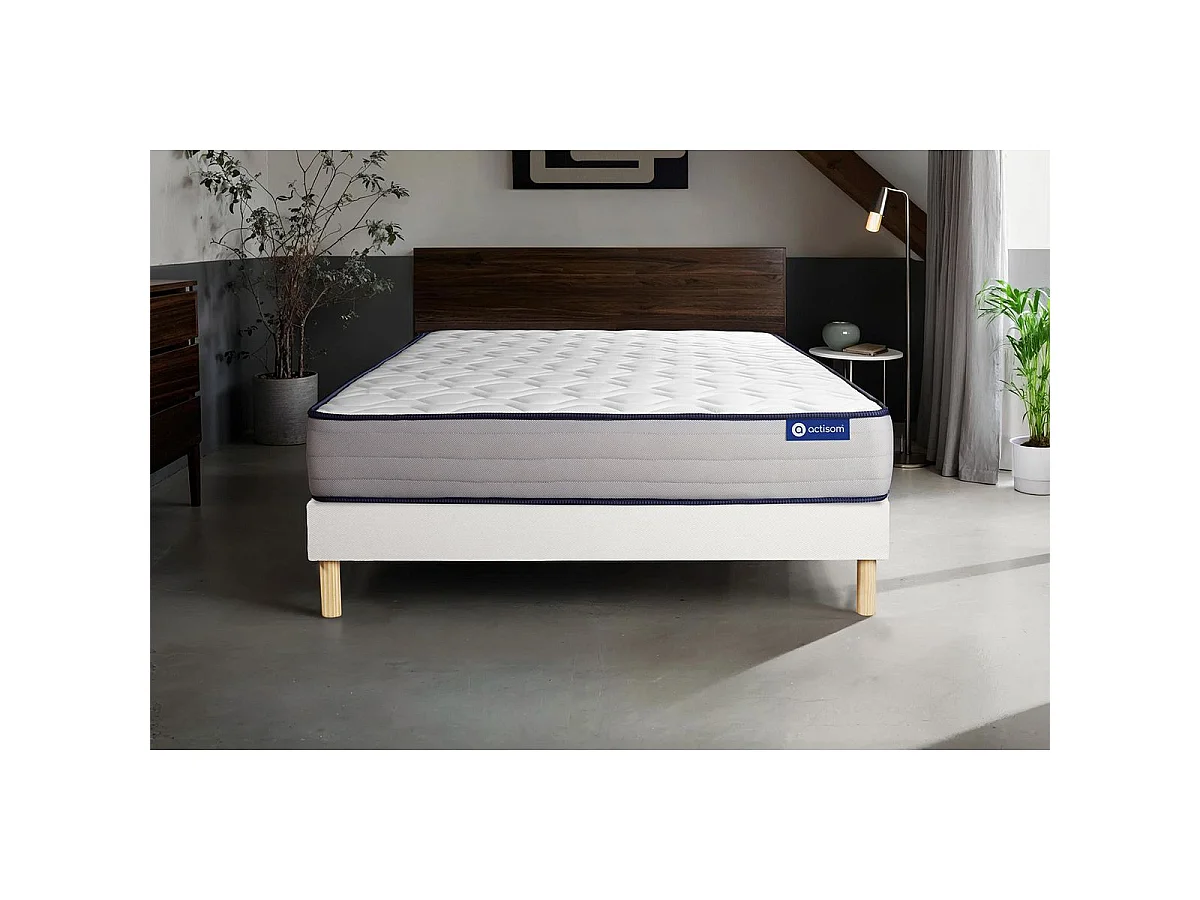 Ensemble matelas Latex et Mémoire de forme ACTILATEX FORM 80x190 cm 5zones de confort + sommier KIT blanc