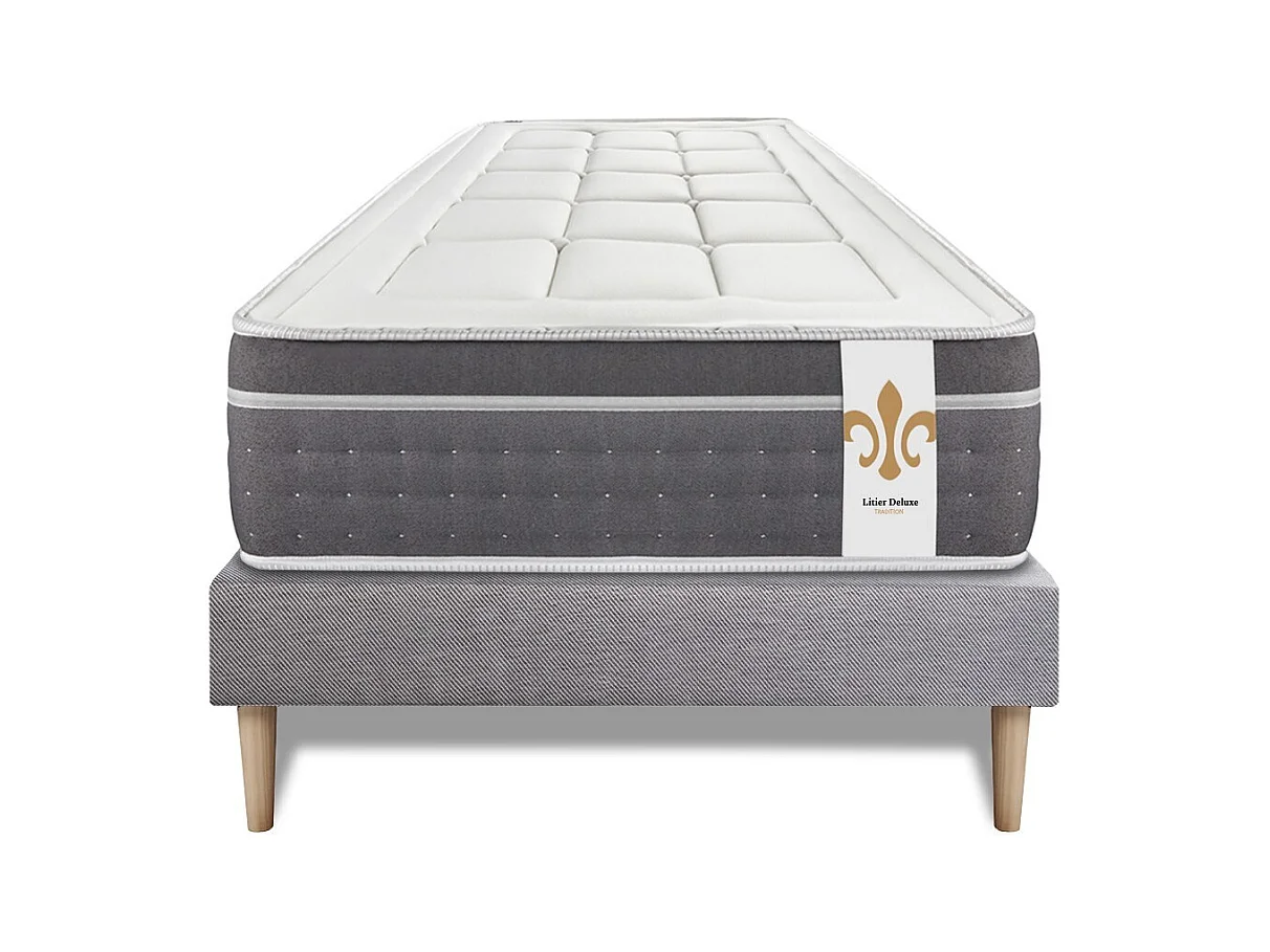 Ensemble Le Trente 90 x 190 cm sommier Gris