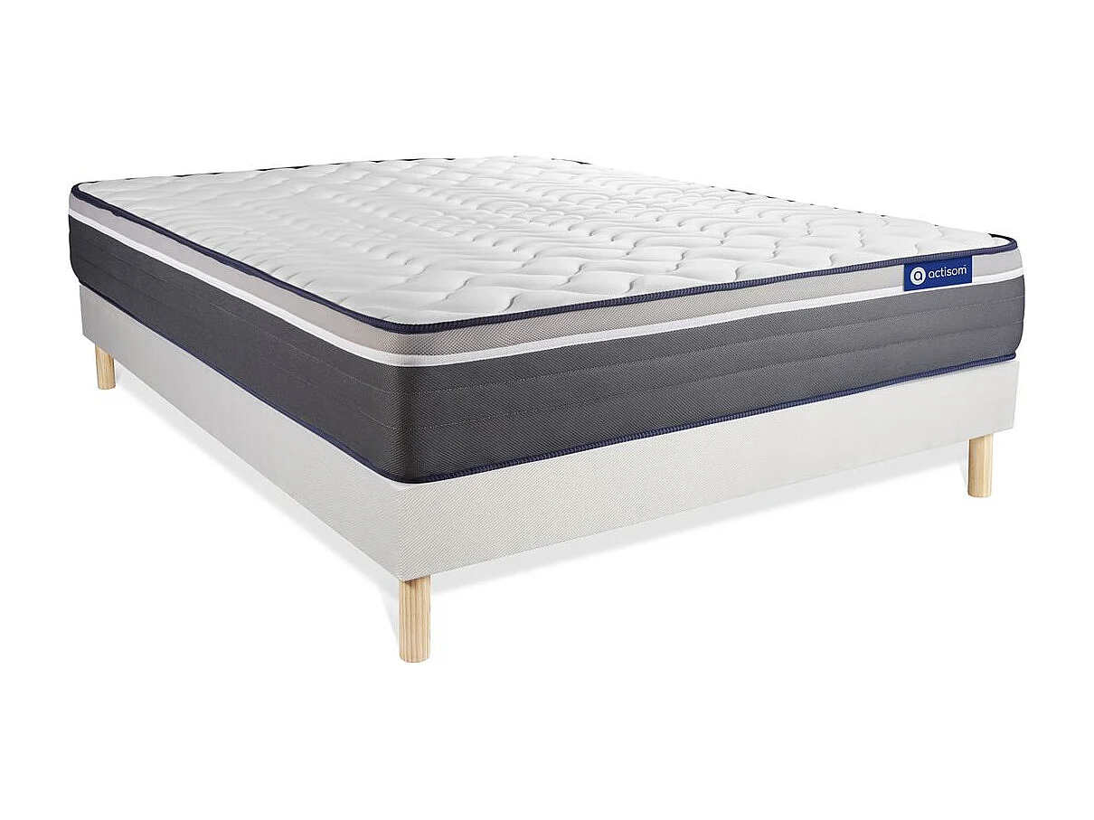 Ensemble matelas ACTIMEMO PLUS 120x190 Mémoire de forme Maxi épaisseur 7zones de confort + sommier KIT blanc