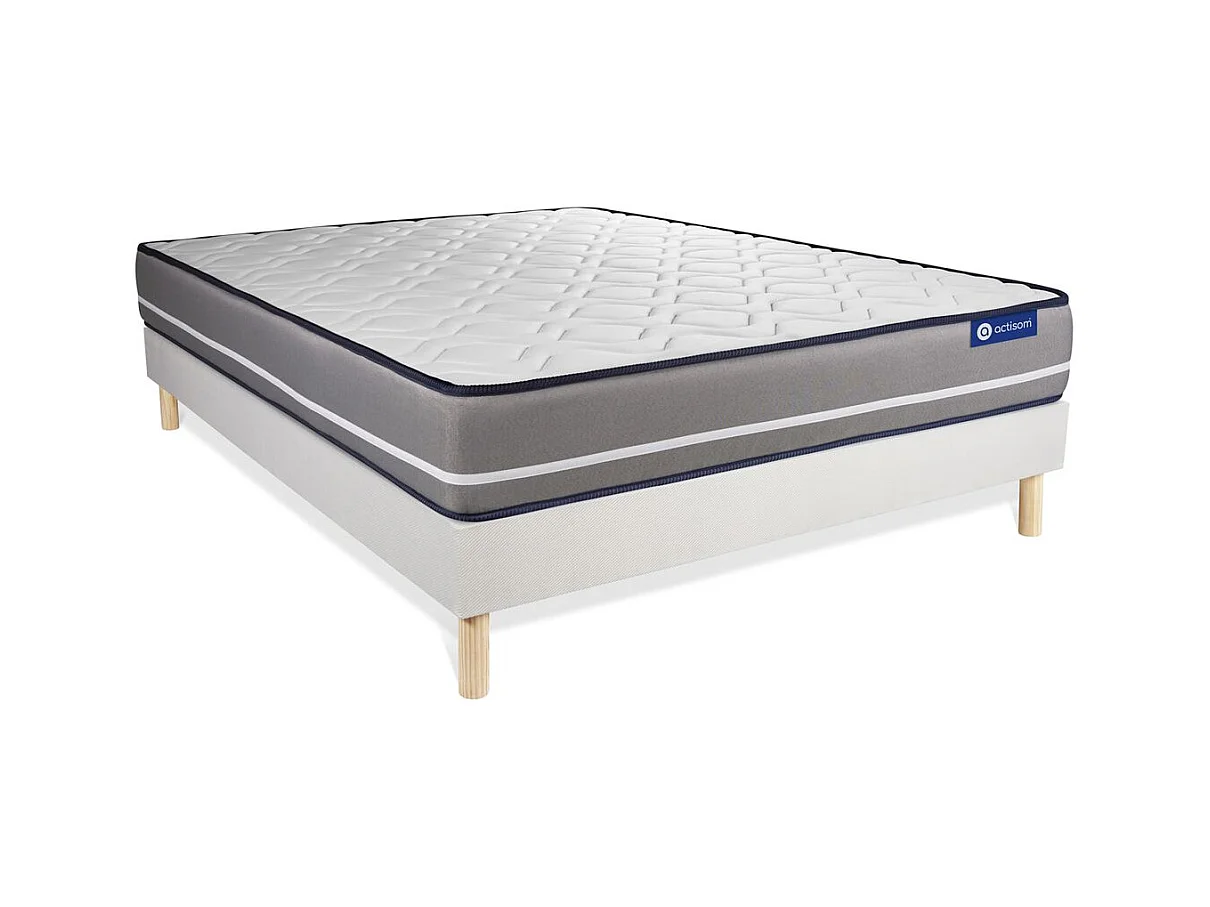 Ensemble matelas à mémoire ACTIMEMO PUR 120x200cm 3zones de confort + sommier KIT blanc