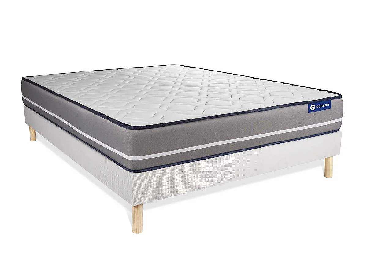 Ensemble matelas à mémoire ACTIMEMO PUR 120x200cm 3zones de confort + sommier KIT blanc