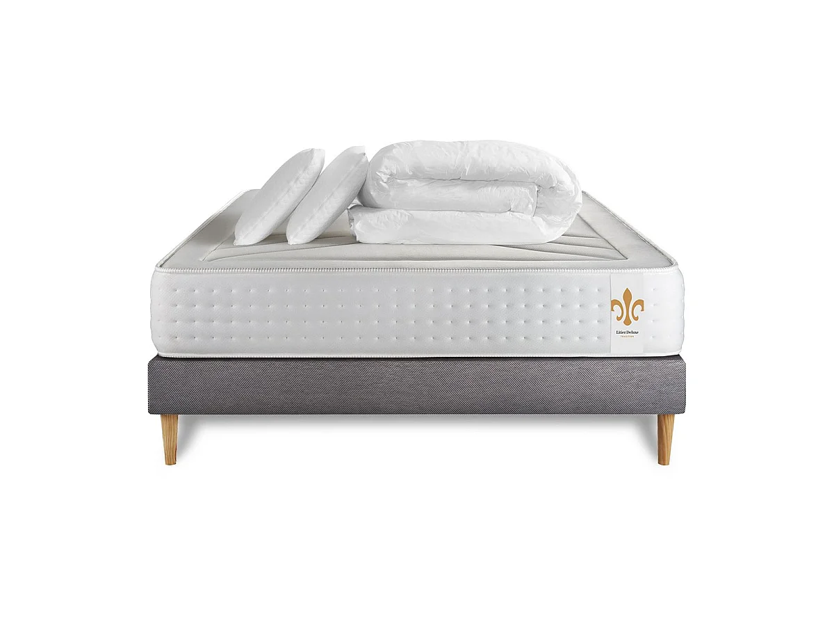 Pack Vingt-Quatre 140 x 200 cm sommier Kit Gris