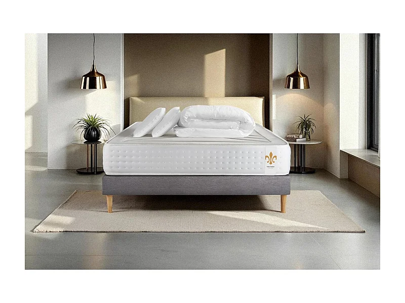 Pack Vingt-Quatre 140 x 200 cm sommier Kit Gris