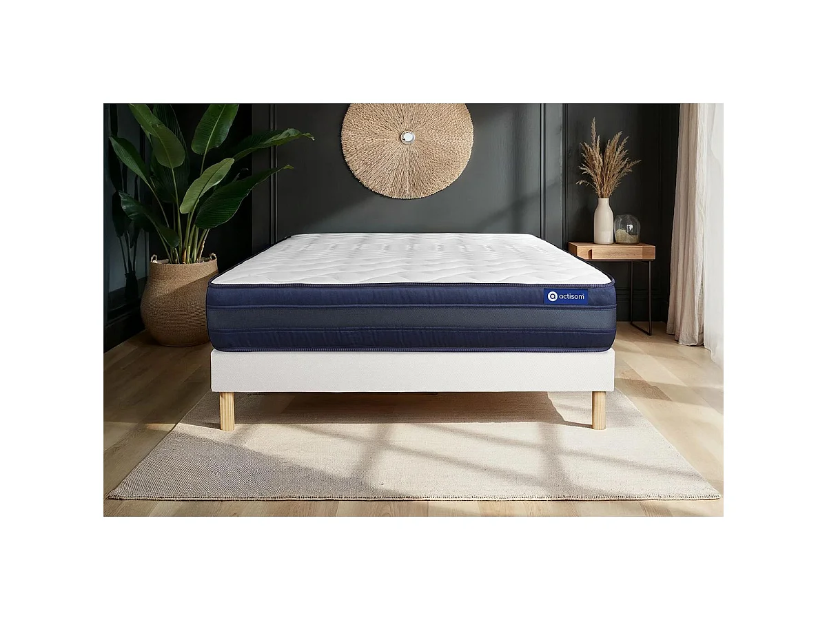 Ensemble matelas ACTIFLEX TECH 80x190 Mémoire de forme Maxi épaisseur 5zones de confort + sommier KIT blanc