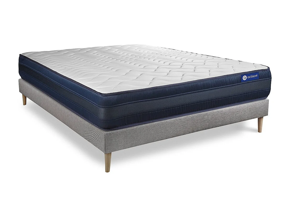 Ensemble matelas ACTIMEMO TECH 120x190 Mémoire de forme Maxi épaisseur 5zones de confort + sommier KIT gris