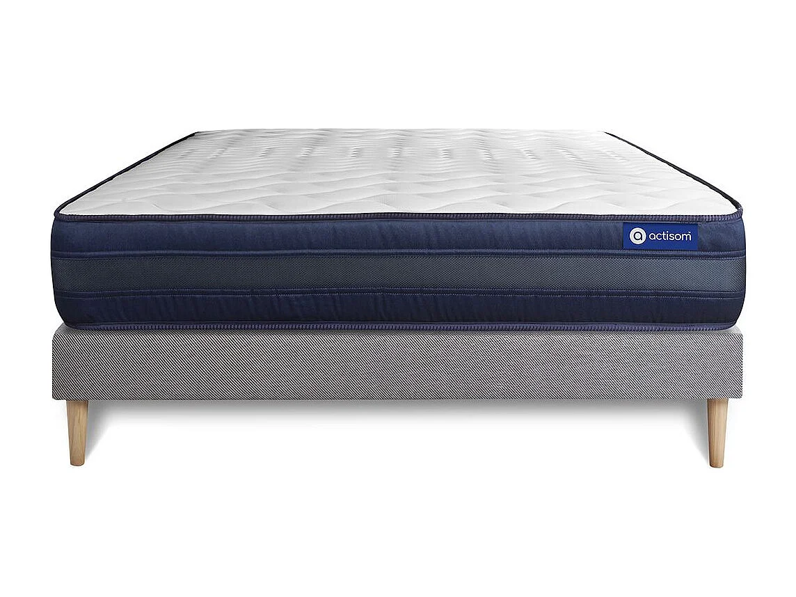 Ensemble matelas ACTIMEMO TECH 120x190 Mémoire de forme Maxi épaisseur 5zones de confort + sommier KIT gris