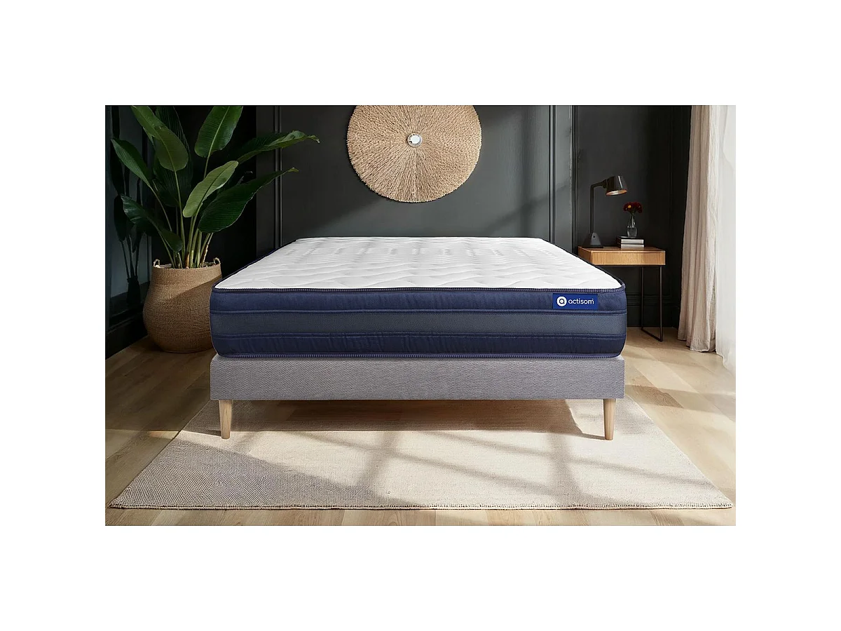 Ensemble matelas ACTIMEMO TECH 120x190 Mémoire de forme Maxi épaisseur 5zones de confort + sommier KIT gris