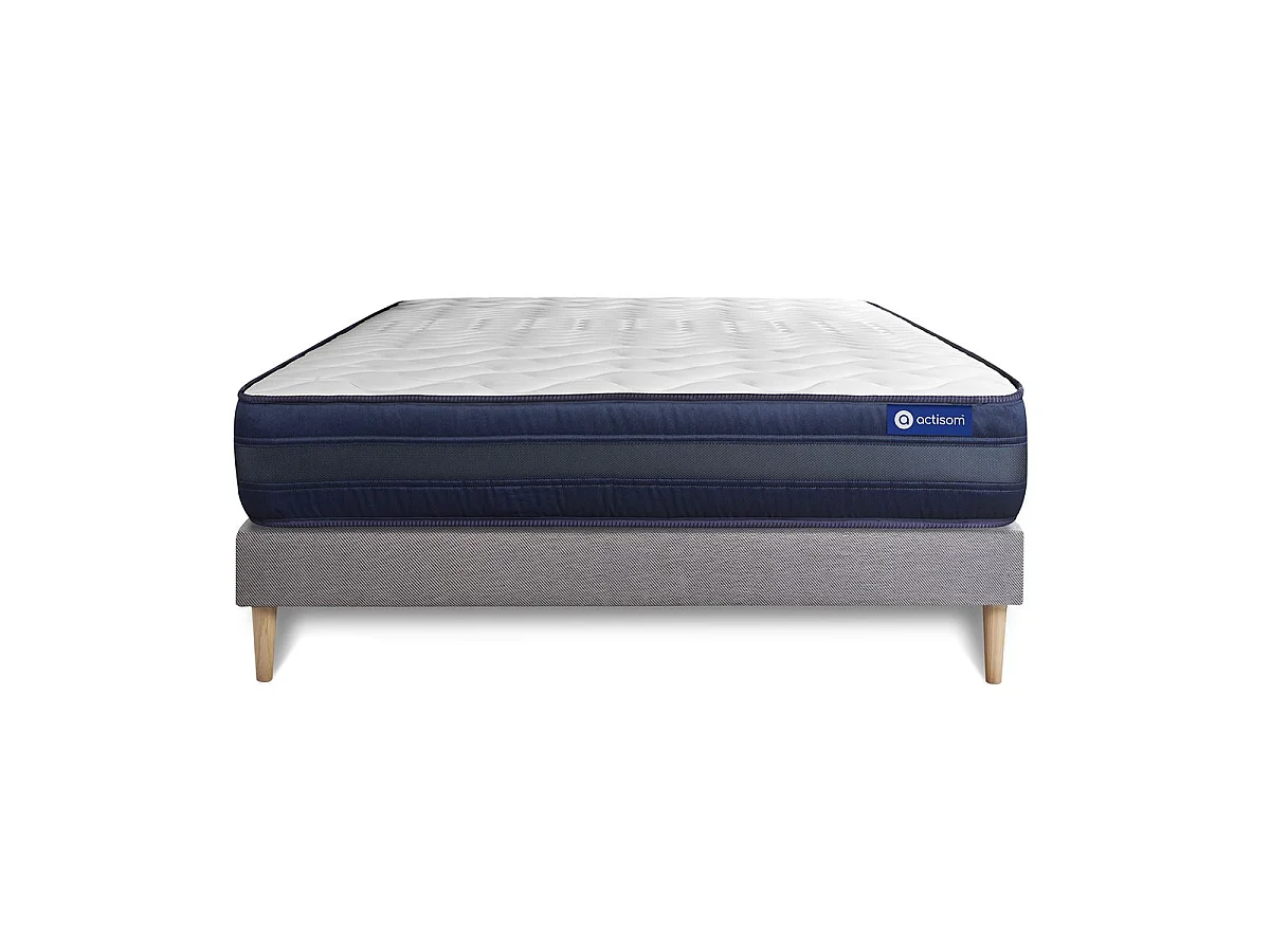 Ensemble matelas ACTIMEMO TECH 120x190 Mémoire de forme Maxi épaisseur 5zones de confort + sommier KIT gris