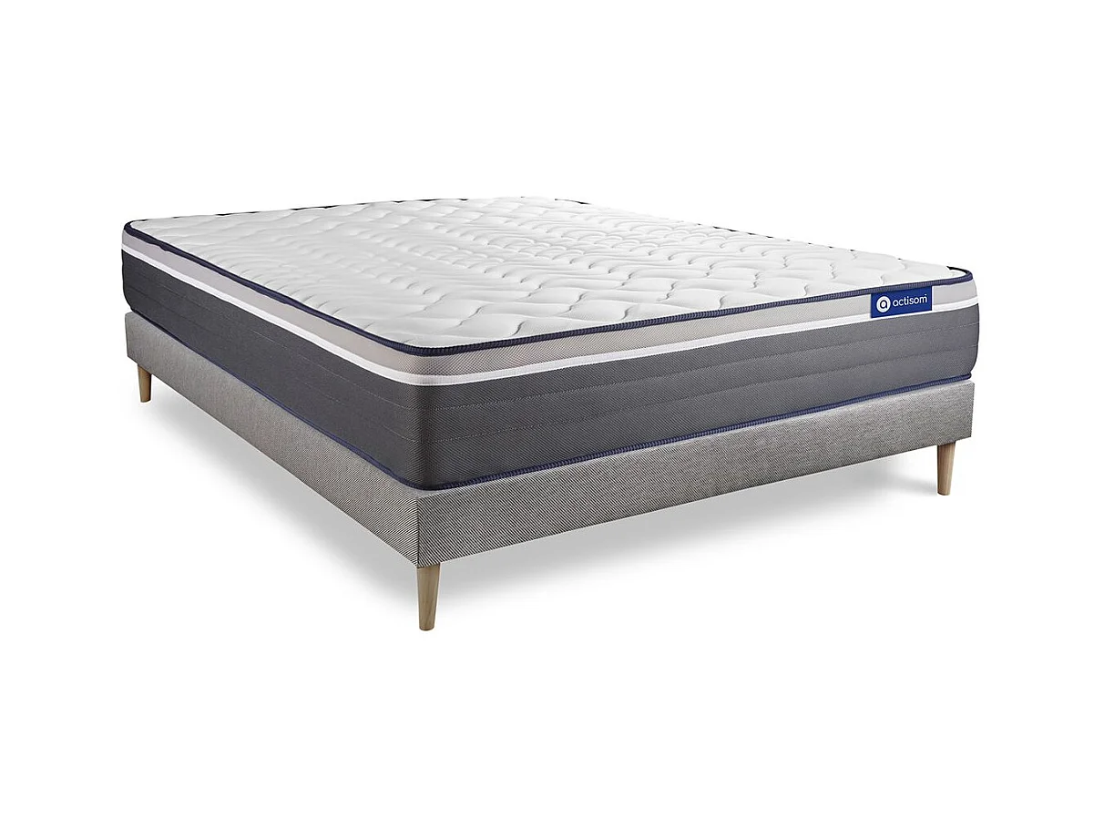 Lattenbodem en Actiflex plus matras 120x200cm , matrasdikte : 26 cm , pocketveren en traagschuim , zeer stevig, 7 comfortzones