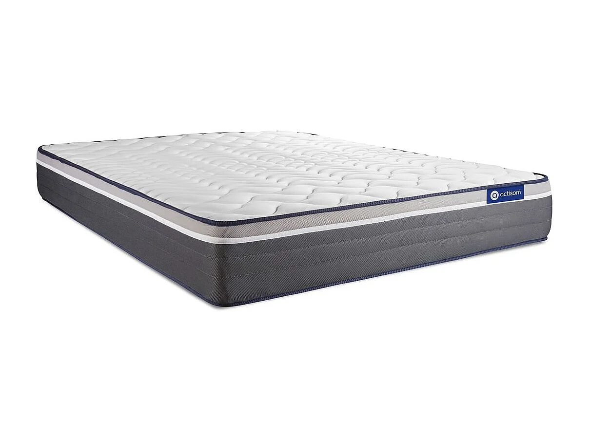 Ensemble matelas ACTIFLEX PLUS 120x200 Ressorts ensachés+Mémoire de forme Maxi épaisseur 7zones de confort + sommier KIT gris