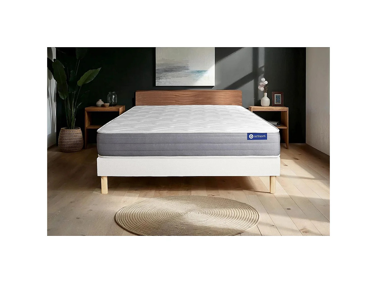 Ensemble matelas ACTIFLEX DREAM Ressorts ensachés et mémoire de forme 120x190 cm 5zones de confort + sommier KIT blanc