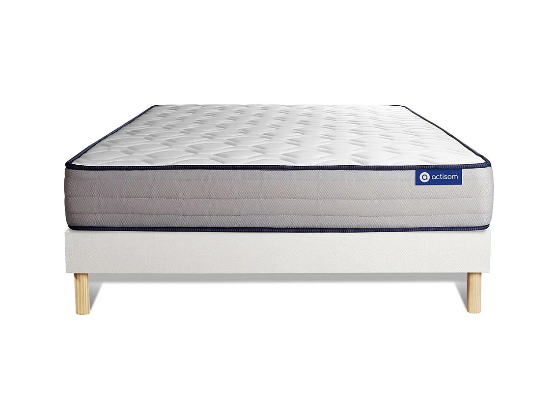 Ensemble matelas Mémoire de forme ACTIMEMO FORM 120x190 cm 5zones de confort + sommier KIT blanc