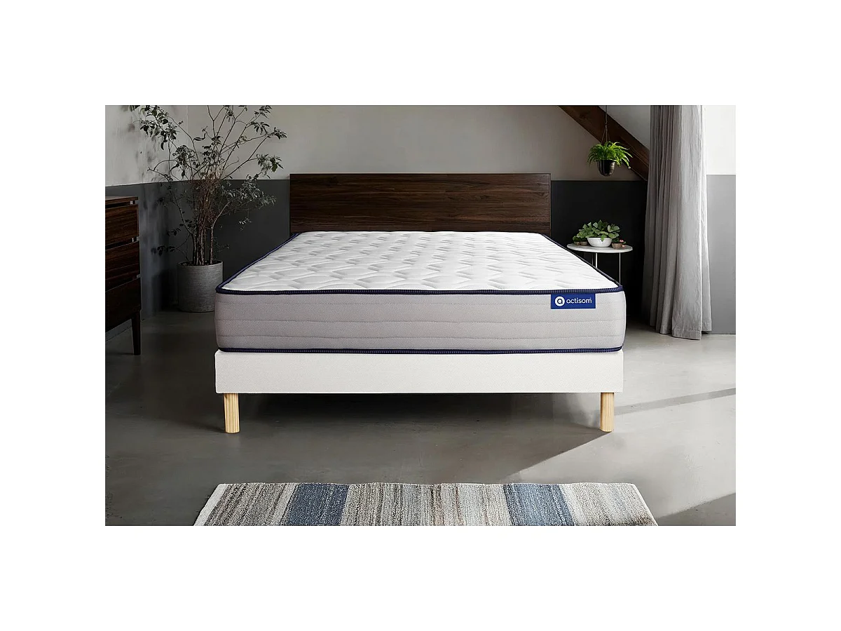 Ensemble matelas Mémoire de forme ACTIMEMO FORM 120x190 cm 5zones de confort + sommier KIT blanc