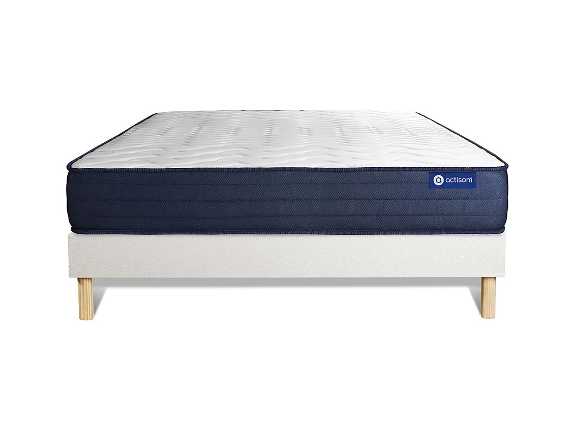 Ensemble matelas ACTIMEMO LIFE 120x200 Mémoire de forme 5zones de confort + sommier KIT blanc