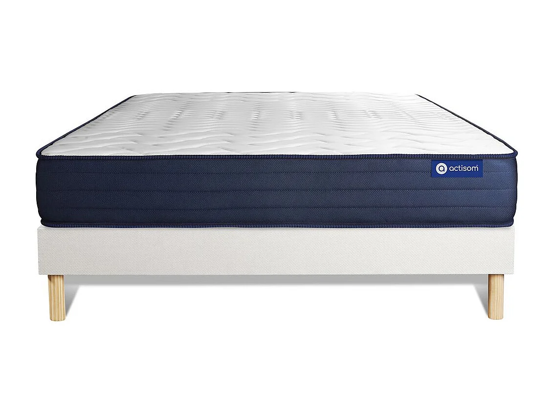 Ensemble matelas ACTIMEMO LIFE 120x200 Mémoire de forme 5zones de confort + sommier KIT blanc