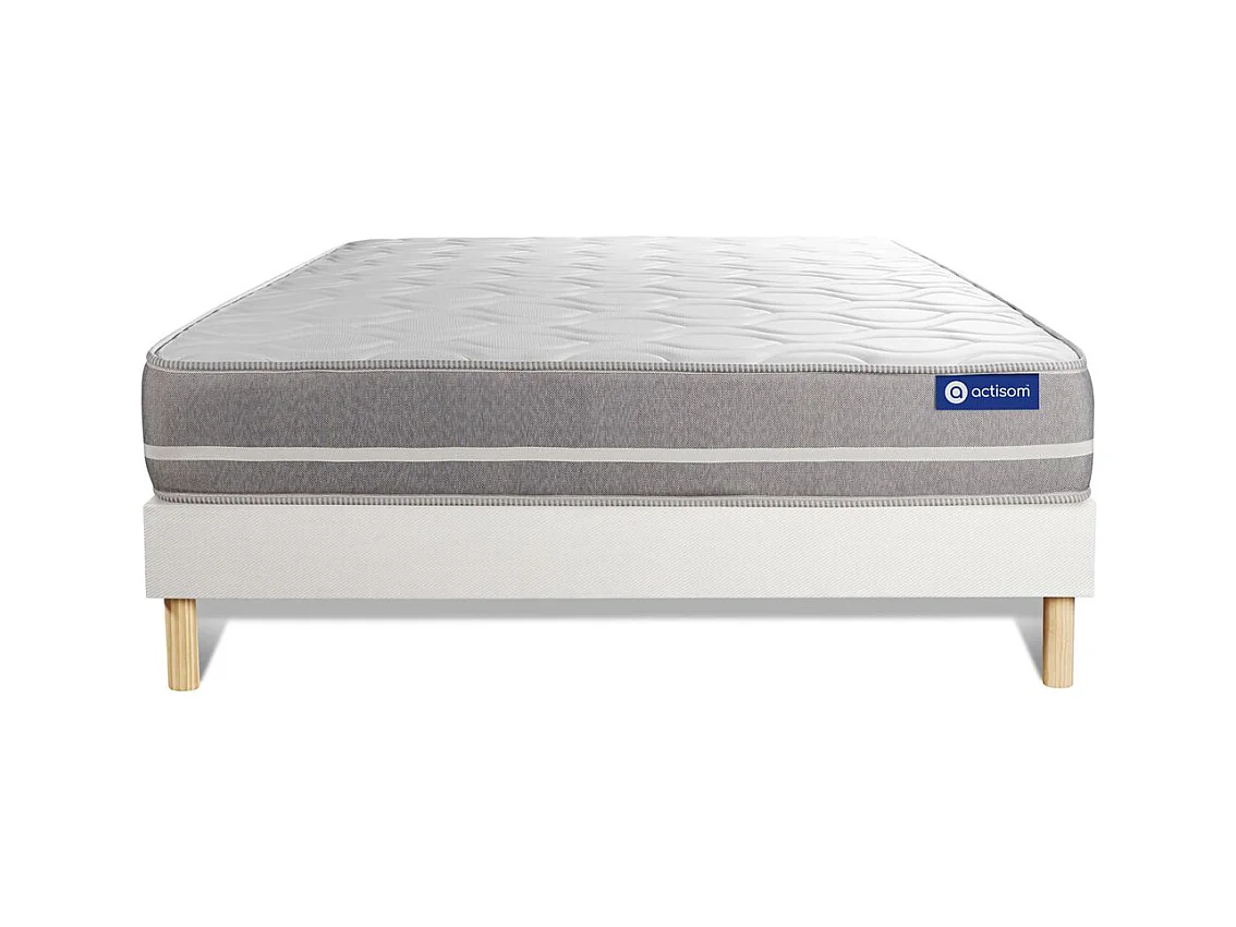 Ensemble matelas Latex + mémoire de forme ACTILATEX TOUCH 120x200 3zones de confort + sommier KIT blanc