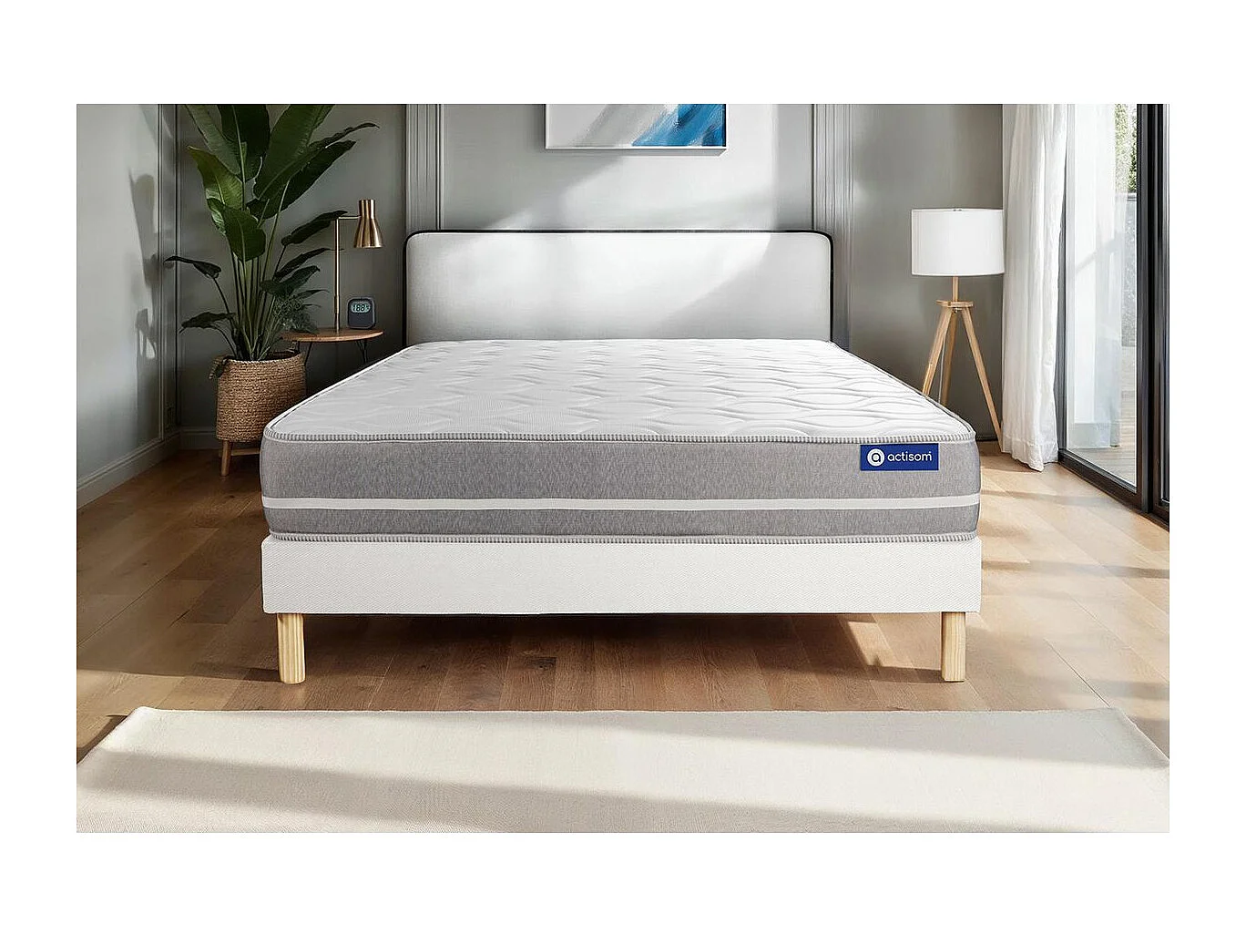 Ensemble matelas Latex + mémoire de forme ACTILATEX TOUCH 120x200 3zones de confort + sommier KIT blanc