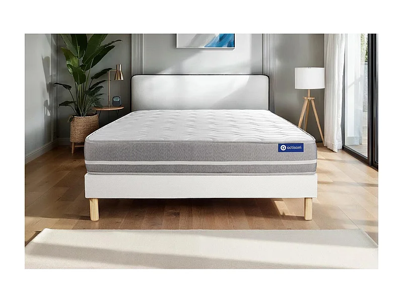 Ensemble matelas Latex + mémoire de forme ACTILATEX TOUCH 120x200 3zones de confort + sommier KIT blanc