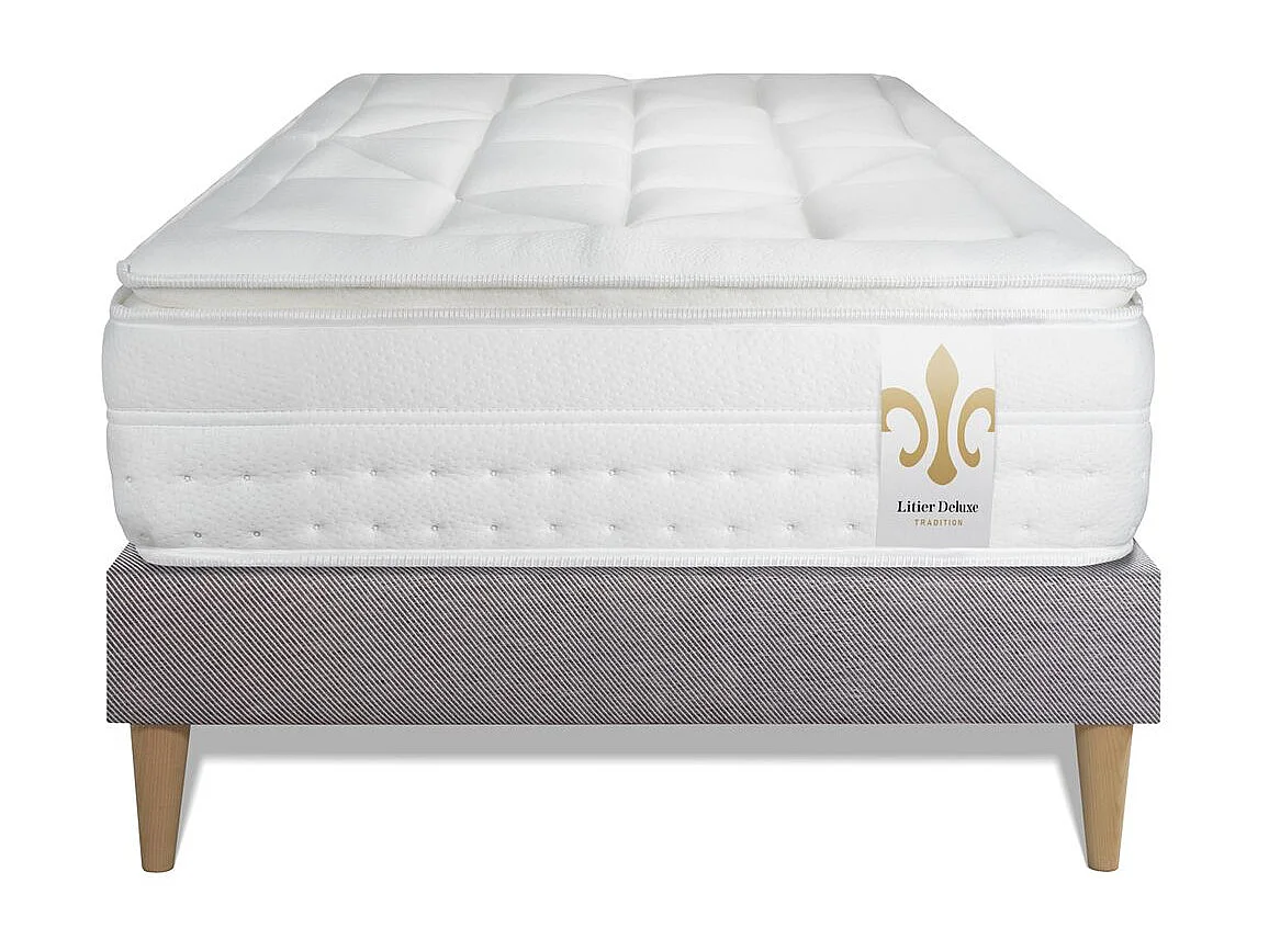 Ensemble Le Vingt-Huit 90 x 200 cm sommier Gris