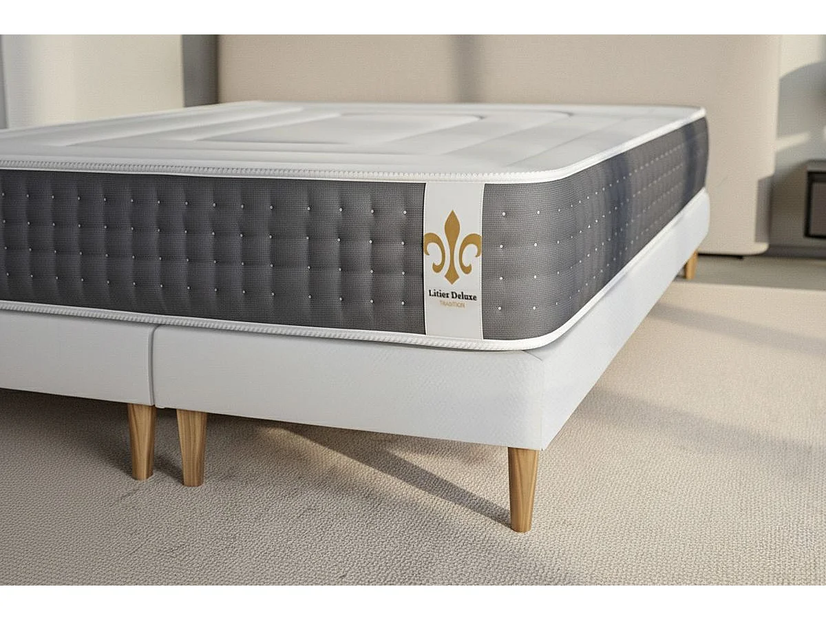 Ensemble Le Vingt-Six 200 x 200 cm double sommiers Gris