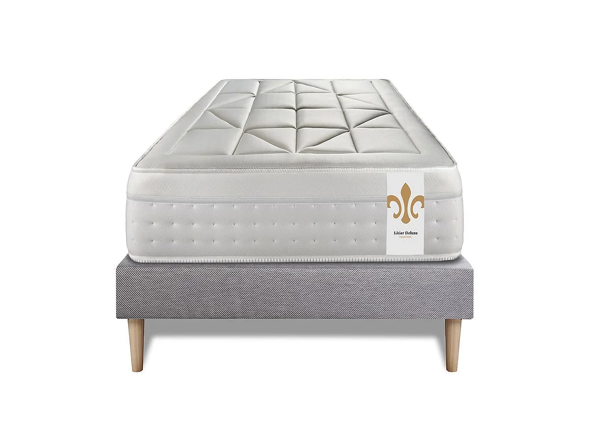 Ensemble Vingt-Huit 90 x 190 cm sommier Kit Gris
