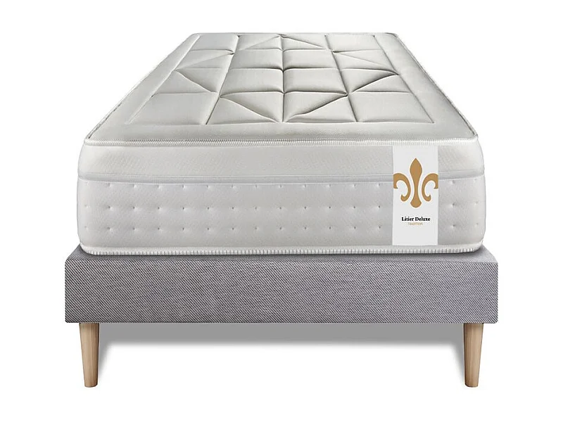 Ensemble Vingt-Huit 90 x 190 cm sommier Kit Gris