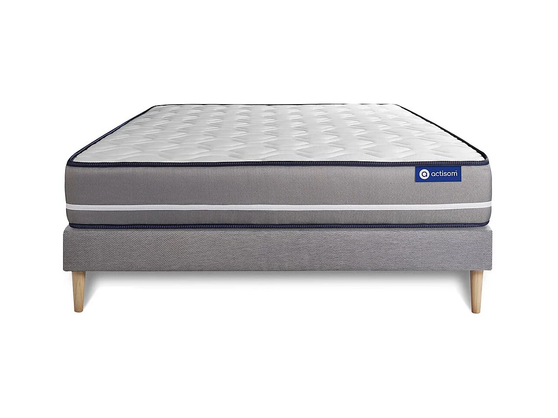 Ensemble matelas Ressorts ensachés ACTIFLEX PUR 120x190cm 3zones de confort + sommier KIT gris